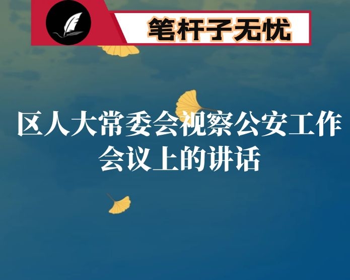 在区人大常委会视察公安工作会议上的讲话