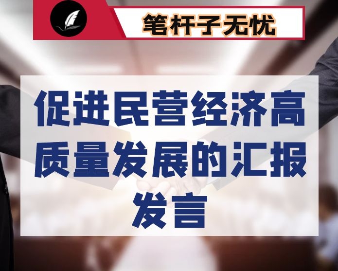 关于促进民营经济高质量发展的汇报发言