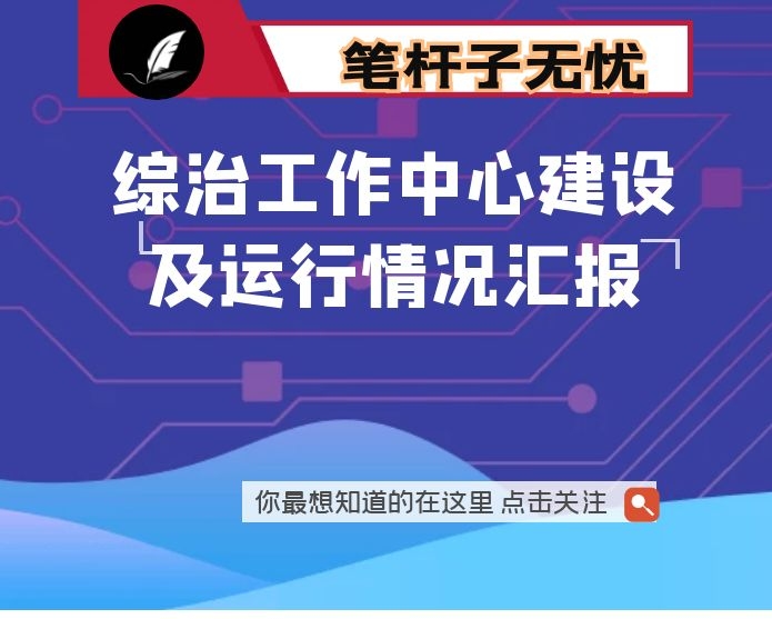 某镇综治工作中心建设及运行情况汇报