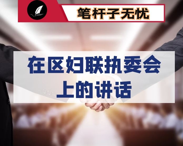 区委副书记在区妇联执委会上的讲话