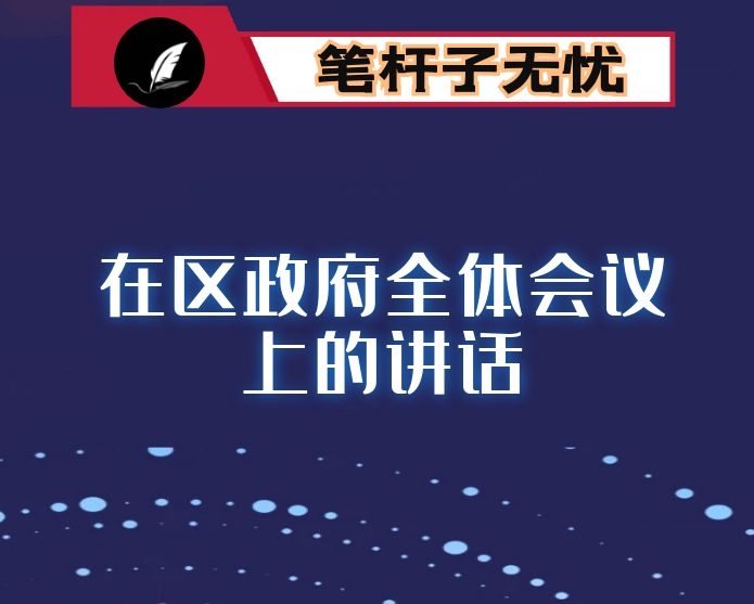 在区政府全体会议上的讲话
