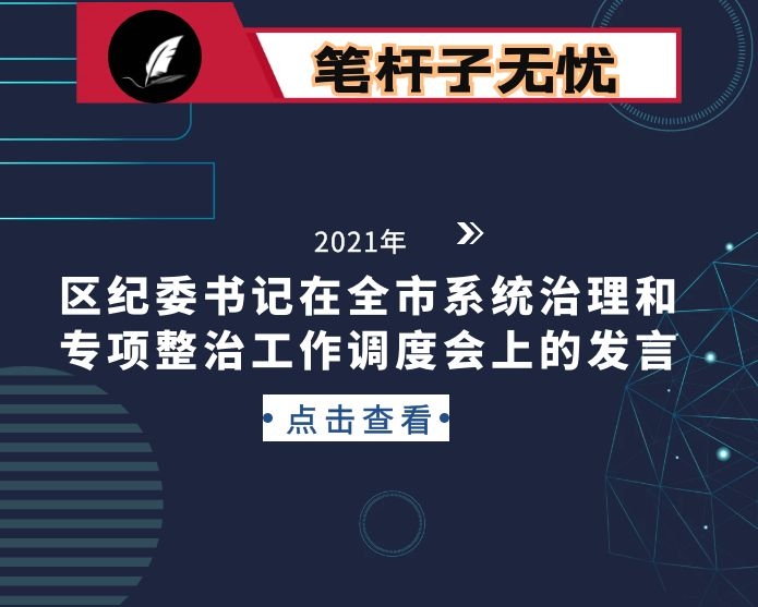 区纪委书记在全市系统治理和专项整治工作调度会上的发言：紧盯关键压责任 全程监督保质效