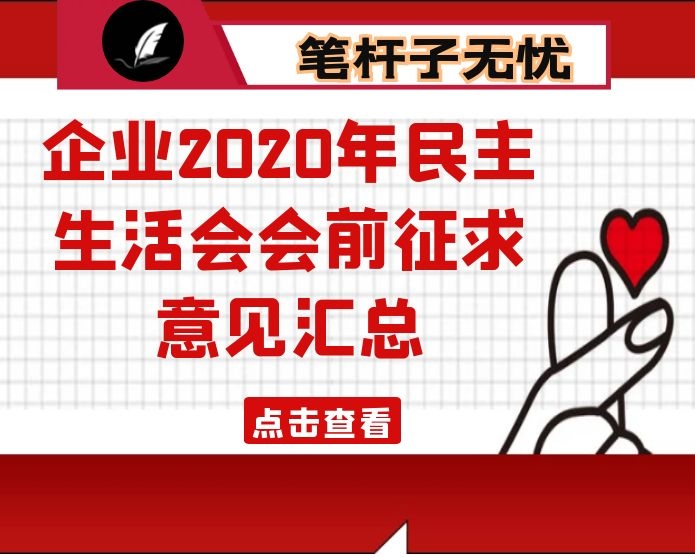 企业2020年民主生活会会前征求意见汇总