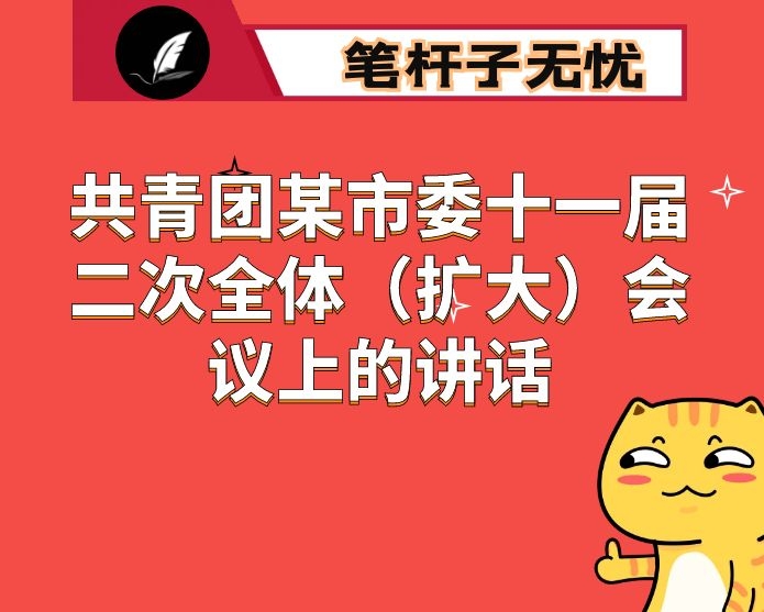 在共青团某市委十一届二次全体（扩大）会议上的讲话