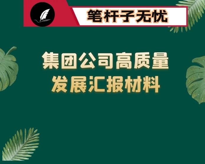 集团公司高质量发展汇报材料