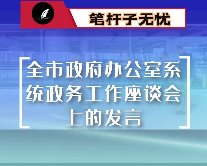 在全市政府办公室系统政务工作座谈会上的发言