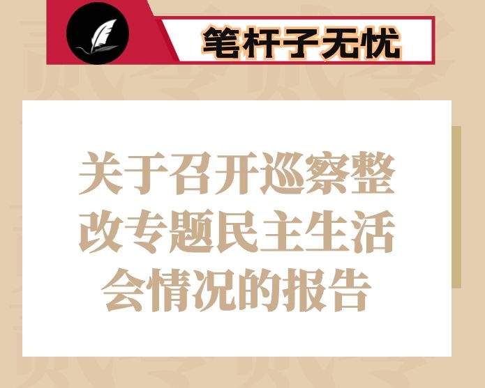 关于召开巡察整改专题民主生活会情况的报告