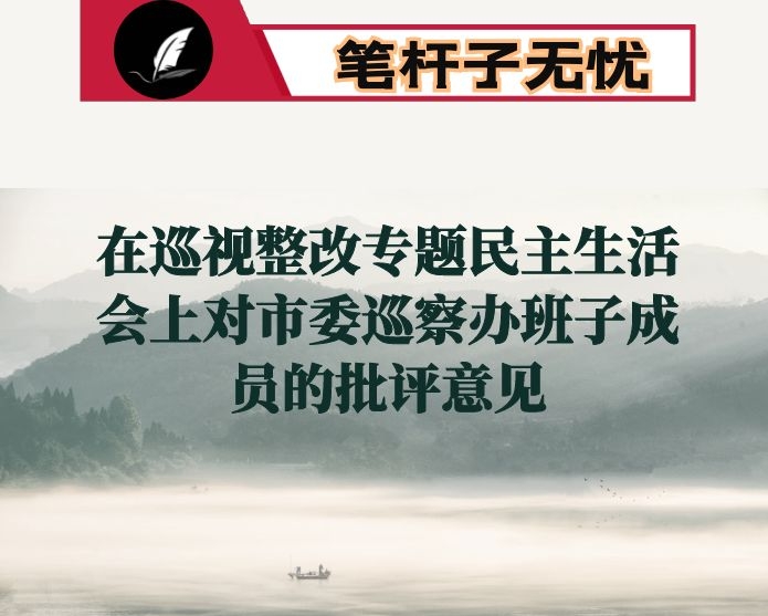 在巡视整改专题民主生活会上对市委巡察办班子成员的批评意见