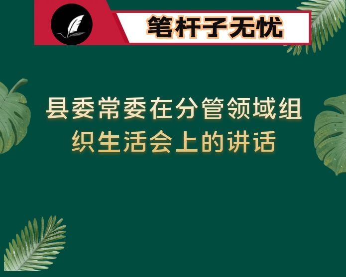 县委常委在分管领域组织生活会上的讲话