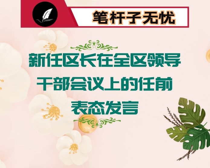 新任区长在全区领导干部会议上的任前表态发言