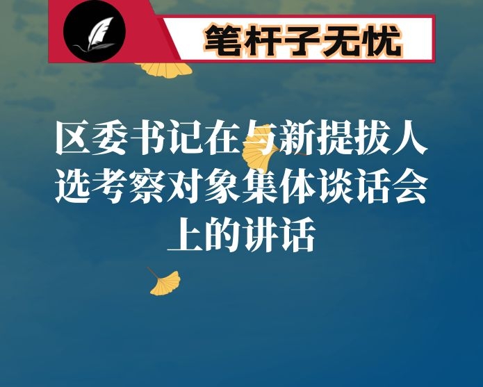 区委书记在与新提拔人选考察对象集体谈话会上的讲话