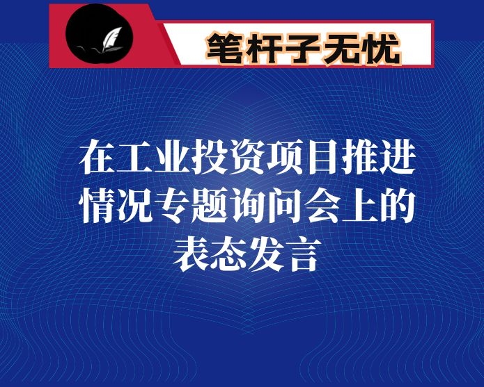 在工业投资项目推进情况专题询问会上的表态发言