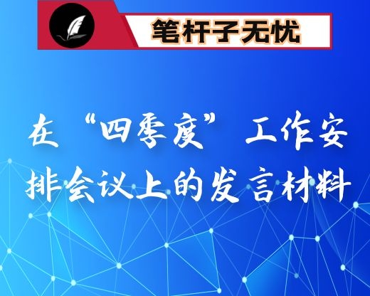 在“四季度”工作安排会议上的发言材料