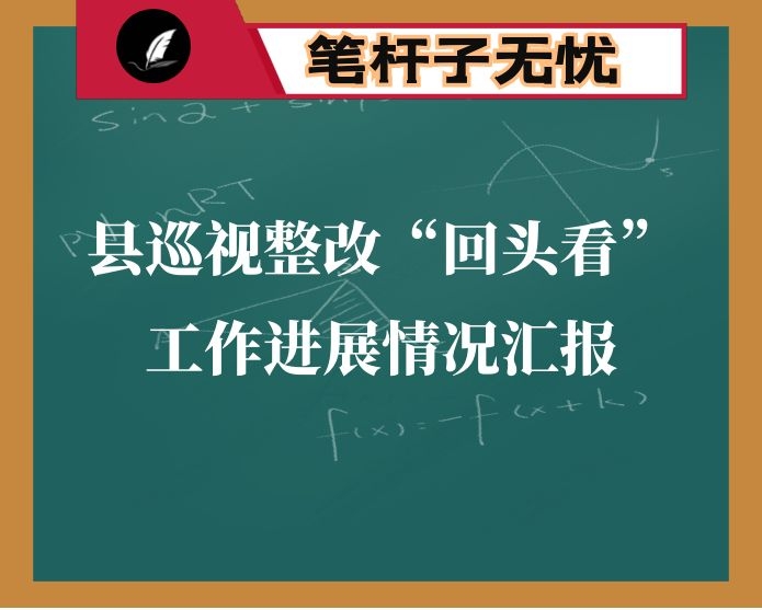 县巡视整改“回头看”工作进展情况汇报