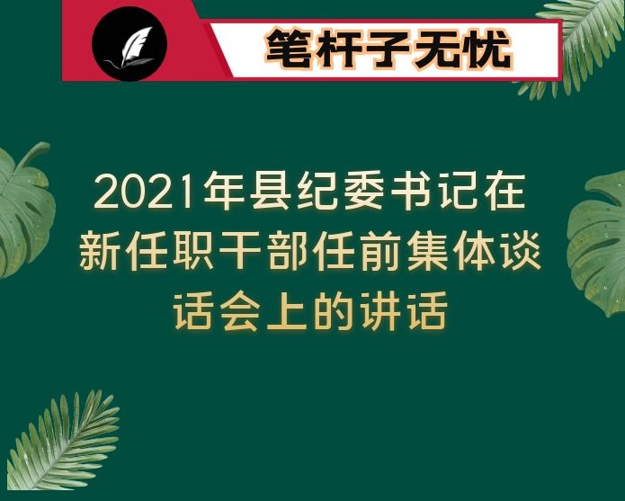 2021年县纪委书记在新任职干部任前集体谈话会上的讲话