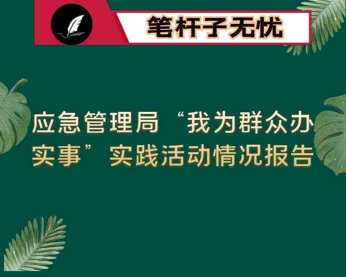 应急管理局“我为群众办实事”实践活动情况报告