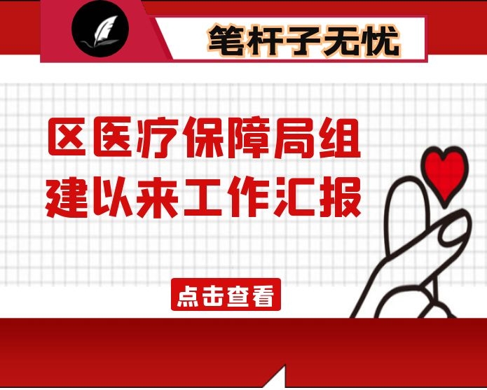 区医疗保障局组建以来工作汇报