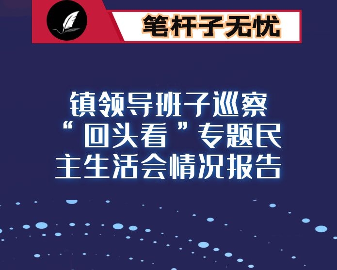 镇领导班子巡察“回头看”专题民主生活会情况报告