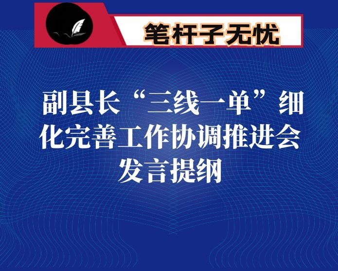 副县长“三线一单”细化完善工作协调推进会发言提纲