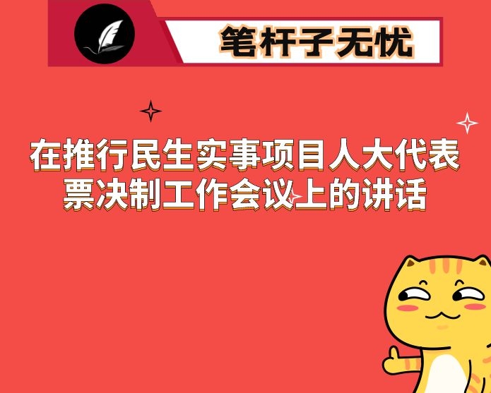 在推行民生实事项目人大代表票决制工作会议上的讲话