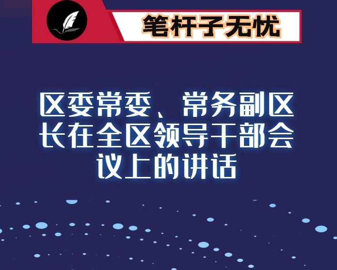 区委常委、常务副区长在全区领导干部会议上的讲话