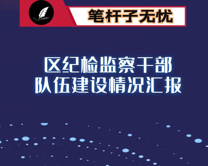 区纪检监察干部队伍建设情况汇报