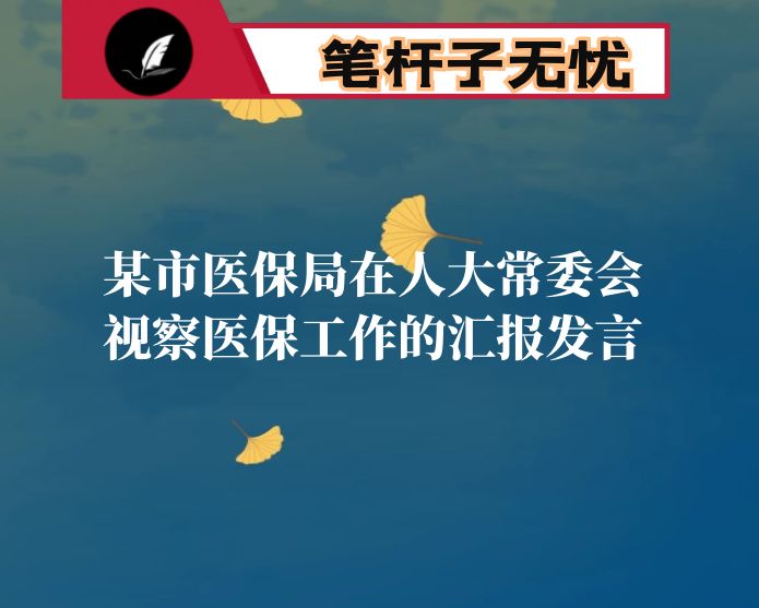 某市医保局在人大常委会视察医保工作的汇报发言