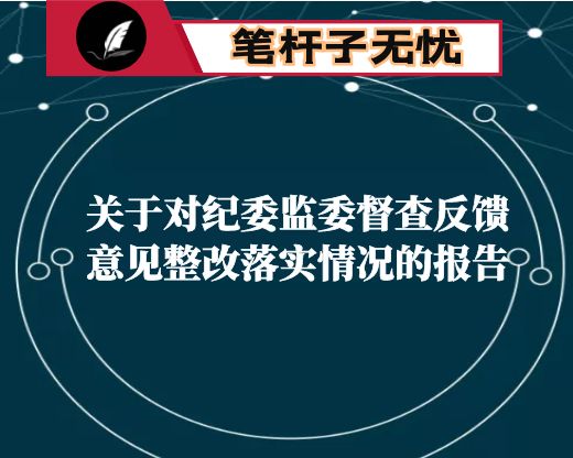 关于对纪委监委督查反馈意见整改落实情况的报告