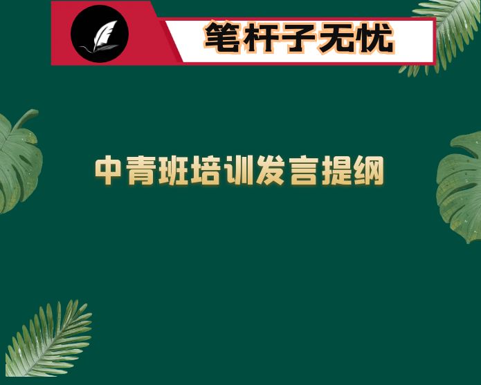 中青班培训发言提纲